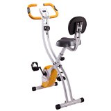 Ultrasport F-Bike 200B,entrenador bicicleta, bicicleta estática plegable,con respaldo,computadora entrenamiento LCD, peso máximo110 kg,medició frecuenci cardíaca,8 niveles resistencia, Naranja/Blanco