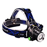 Ultra Brillante Linterna Frontal impermeable con Zoom Luz de Bicicleta adjustable Frontal Running Cambia El Ángulo de 90 Grado para Camping Caza Ciclismo Trabajo Pesca