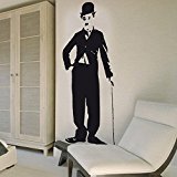 vinilo decorativo Charles Chaplin. Color negro. Medidas: 45x115cm.