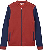 Activewear Chaqueta Estilo Bomber con Mangas en Contraste para Hombre, Rojo (Oxblood), Large