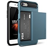 Funda iPhone 8, iPhone 7 para Targeta VRS Design® Carcasa Protector [Azul] Funda Billetera Choque Absorción Doble Capa [New Damda Glide] para Apple iPhone 8 (2017), iPhone 7 (2016)