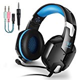 EasySMX [PS4 Auriculares Gaming] G1200 Auriculares Estéreo con Micrófono Ajustable y Control de Volumen y una Tecla Mute Compatible con PS4/ PC/Laptop