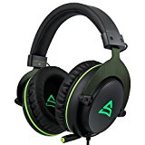 SUPSOO G817 Sonido estéreo envolvente Iluminación LED Auriculares para auriculares Auriculares con cable para PC Gamers con micrófono Cancelación de ruido y control de volumen (negro y verde)