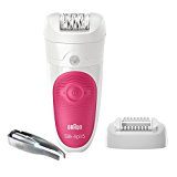 Braun Silk-Épil 5 5-531 - Depiladora Mujer Eléctrica e Inalámbrica, Sin Cable, 3 Extras Incluidos Cabezal de Masaje y Pinzas con Luz, Blanco/Frambuesa