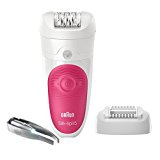 Braun Silk-Épil 5 5-531 - Depiladora Mujer Eléctrica e Inalámbrica, Sin Cable, 3 Extras Incluidos Cabezal de Masaje y Pinzas con Luz, Blanco/Frambuesa