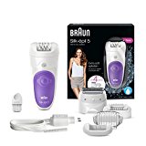 Braun Silk-épil 5 Depiladora Mujer con 4 Extras, Incluye Cabezal de Afeitado y Recorte, Uso en Seco y en Mojado, Inalámbrica, 5-541, Blanco/Lila