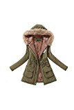 Parka cálida Casual Chaqueta Mujer con Capucha de Piel sintética Navygreen S