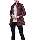 ZhuiKun Abrigo de Plumas Invierno para Mujer Largas Chaqueta de Esquí Parka Vino Rojo XL