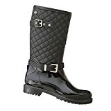 LaoZan Mujeres Botas de Lluvia Impermeable y Cálido para Otoño e Invierno - Negro2-37?Largo del pie 22.6-23.0 CM