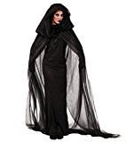 Anguang Disfraces de Halloween Mujer Vestido de Novia Fantasma Uniforme de Vampiro de la Bruja para Cosplay Party Negro L