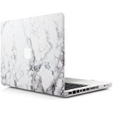 iDOO Funda dura con acabado mate [Para Macbook Pro 13 Pulgadas: con unidad de CD: A1278] - Color mármol blanco