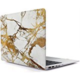 iDOO Funda dura con acabado mate [Para Macbook Air 13 Pulgadas: A1369 / A1466] - Mármol de Oro Blanco