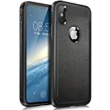 Funda iPhone X, KuGi anti-rasca la Carcasa del teléfono TPU del de la imitación ninguna Case del teléfono móvil caja del teléfono Cover para Apple iPhone X Smartphone, (Negro)