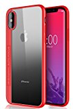 IPhone X Funda, Basstop 2 en 1 TPU + PC Shockproof Funda protectora transparente para el iPhone X(rojo)