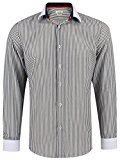 Camisa slim fit para hombre a rayas con mangas largas Small