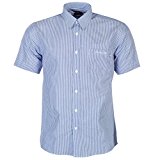 Pierre Cardin - Camisa Casual - con Botones - con Botones - Manga Corta - para Hombre Blau/Weiss Streifen Medium