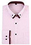 JEETOO Camisas Hombre a Rayas Verticales Moda Formal de Negocios para Caballeros(XXX-Large,Rosa)