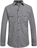 SSLR Camisa Hombre Manga Larga Slim de Franela a Lunares (Medium, Gris)