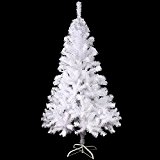 SunJas Árbol de Navidad Artificial Pino 120/150/180/210CM Árbol Espeso y Lujo Verde/Blanco/Nevado con Copos de Nieve Blancos y Piñones de Pino Soporte Metálico Árboles - Blanco, 120cm, 200 Puntas