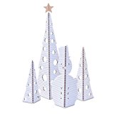 El conjunto de Navidad de cArtù está compuesto por 3 árboles que se sostienen solos y un muñeco de nieve hecho de cArtù, un nuevo tipo de cartón ondulado. Árbol grande: 1,6 m de alto, el árbol mediano: 95,5 cm de alto, el árbol pequeño: 74,5 cm de alto, el