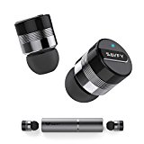 SAVFY Mini Auriculares Bluetooth Inalambricos Realmente Inalámbrico Manos Libres con Cargador Portátil y Reducción de Ruido Negro