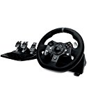 Logitech G920 Driving Force Volante de Carreras y Pedales, Force Feedback, Aluminio Anodizado, Palancas de cambio, Volante de Cuero, Pedales Ajustables, Enchufe EU, Xbox One/PC/Mac, Negro