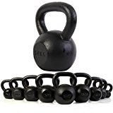 POWRX Pesa Rusa Hierro Fundido 14 kg - Kettlebell con Base Antideslizante + PDF Workout (Negro)