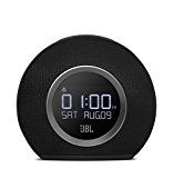 JBL Horizon - Radio reloj Bluetooth con carga USB y luz ambiental, con 2 alarmas, radio FM, pantalla LCD, batería de reserva y sonido estéreo JBL