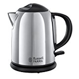 Russell Hobbs Chester 20190-70 - Hervidor de agua compacto, 1l, resistencia oculta, 2200 W, acero inoxidable brillante y negro