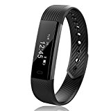 JoyGEEK Pulsera Inteligente Pulsera Inteligente Impermeable con Pantalla Táctil OLED, Pedómetro Bluetooth 4.0, Pulsera, Monitor de Sueño, Llamada / MSM Recordatorio para iPhone iOS, Android Samsung Huawei Sony HTC (Negro) (Azul) (T5)