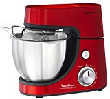 Moulinex Masterchef Gourmet QA502G - Robot Amasador 900 W, con batidora 1,5L, Bol de Acero Inoxidable 4,6L, bate, Corta, ralla, emulsiona y amasa, 6 velocidades, Kit de pastelería, y libro de recetas