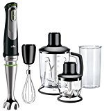 Braun Minipimer 9045 - Batidora de mano, 1000 W, 4 accesorios (batidora vaso 1.25L, minipicadora 350ml, varillas, vaso medidor 600ml), velocidad automática, tecnología Active Blade