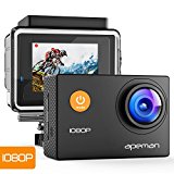 Apeman A60 - Cámara de acción 1080p HD, 12MP, impermeable, Cam 170 Ultra Gran Angular Lente con kit de Accesorios de Montaje para Ciclismo, Negro