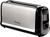 Moulinex Subito LS2608 - Tostadora 1 ranura extragrande, 1000 W, 7 ajustes/tiempo de tostado, función Stop, bandeja recoge-migas, 2 ajustes funciones descongelar y recalentar, Negro/Acero Inoxidable