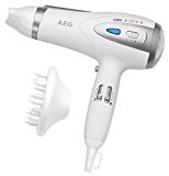 AEG HTD 5584 - Secador de pelo profesional iónico con difusor, 3 niveles de temperatura, 2 velocidades, 2200 W, color blanco y plata