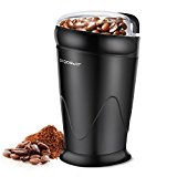 Aigostar Molinillo de Café Eléctrico, Molino Cafe Cereales con Cuchillas Acero Inoxidable, Capacidad 60gr con Cepillo para Limpieza , Tapa Transparente, Libre de BPA, Negro