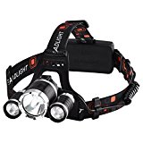 VicTsing Linterna Frontal Recargable LED Alta Potencia 6000 Lúmenes, Linterna Cabeza con 4 Modos, Automomía hasta 8H, Alcance de 500M, Impermeable IPX6 para Casco, Pesca, Bicicleta, Camping y Caza