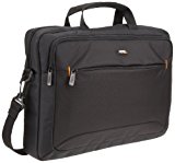 Amazon Basics - Maletín compacto para portátil con correa para el hombro y bolsillos para accesorios (15,6 pulgadas, 40 cm), negro, 1 unidad