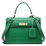 UEVO cocodrilo cuero de la PU grano Platinum bolsas de cuero auténtica mujeres bolso de mano moda patchwork funda marca alta calidad Mujer Oficina Messenger Bolsas de hombro, verde