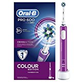 Oral-B PRO 600 CrossAction Cepillo de Dientes Eléctrico con Mango Recargable, Tecnología Braun y 1 Cabezal de Recambio, Color Morado, Talla Única