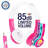 ONANOFF BuddyPhones Explore Non-Foldable, Auriculares para niños con limitación de volumen, Cable para compartir incorporado con micro integrado, Compatible con Fire, iPad, iPhone y Android, Rosa