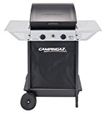 Campingaz Xpert 100 L Barbacoa gas, parrilla gas con dos quemadores compactos, 7.1 kW de potencia, parrilla de rejilla, 2 mesitas auxiliares y carro en acero