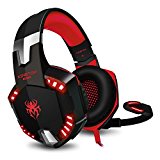 KINGTOP [La última versión Auricular Gaming para PS4] Each G2000 Auriculares Gaming de Diadema con micrófono estéreo Bajo luz LED para PS4 PC Teléfonos Móviles, Naranja y Negro