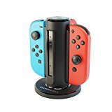 Lioncast Base de Carga para Joy-con - Dock de Carga para 4 Mandos - Compatible con los Controles de Nintendo Switch - Luces Indicadoras de Estado de Carga, Fondo Fuerte - Accesorios de Juego