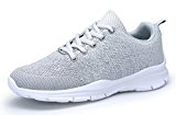 KOUDYEN Unisex Zapatillas Deportivas Running Zapatos de Mujer Hombre,XZ746-W-grey-EU42