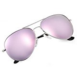 Yveser Gafas de Sol UV400 polarizadas para Hombres y Mujeres Yv3025 (Lente Rosa/Marco Plateada)