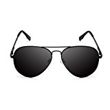 Feililong - Gafas de sol tipo aviador (protección UV400, unisex, espejadas) Schwarze Linse / Schwarze Rahmen