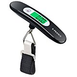 E-PRANCE Balanza Ergonómica LCD Báscula/Báscula Pesca Digital 50g/50Kg 0.1lb/110lb para Maletas Equipaje de Viaje Báscula Negra