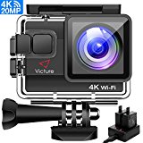 Victure Nueva Versión 4K/50FPS Cámara Deportiva Wi-Fi 4K Ultra HD 20MP con Control Remoto y Pantalla Táctil (Action Camera Acuatica de 40M con 2 Baterías y Cargador Externo)