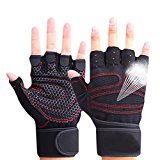 Hrph Guantes Deportivos Gimnasio Guantes Medio Dedo Respirable del Levantamiento de Pesas con Mancuernas Fitness Gimnasio Hombres Mujeres Tamaño de los Guantes M/L/XL